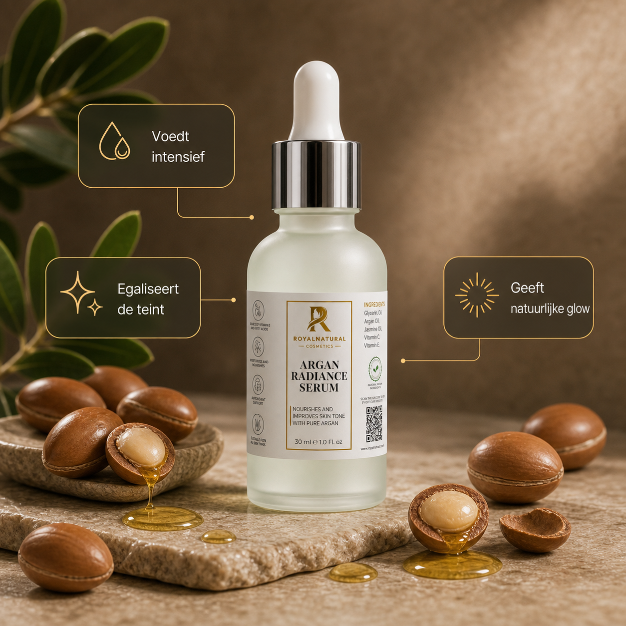 Ingredienten en voordelen afbeelding voor Argan Radiance Serum