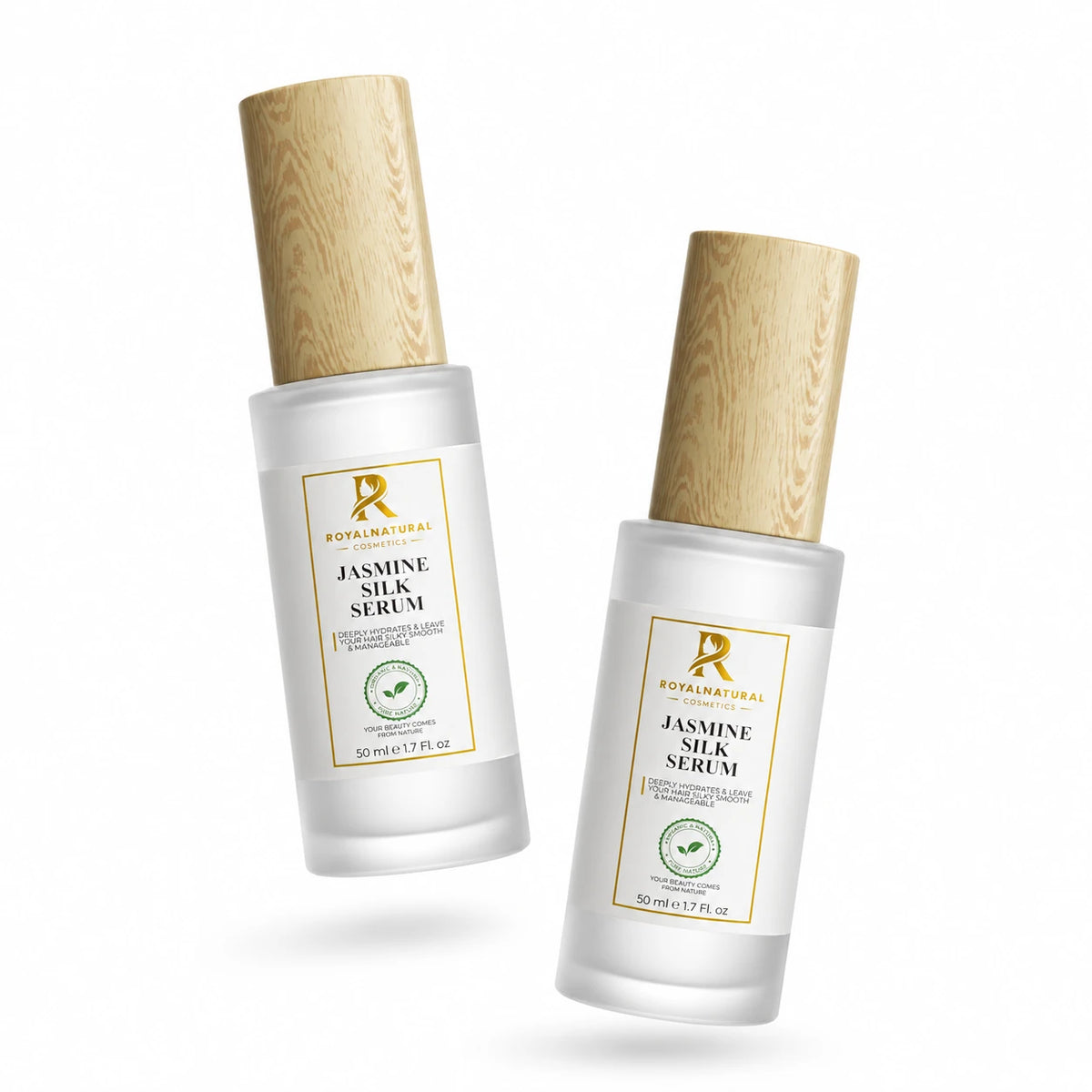 Jasmijn Serum met twee zwevende flessen